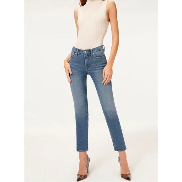 Good American Denim - Mid Wash BLUE 524 Good American Good Straight Jeans 10/30